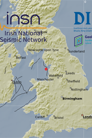 Irish Sea earthquake 25 April 2020 location map