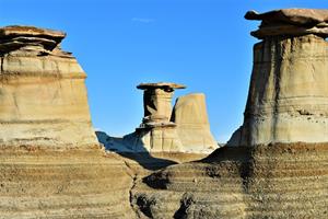 Overseas 2018 Winner Cecelia Gavigan, eroded sandstone pillars in Drumheller Badlands, Alberta, Canada.